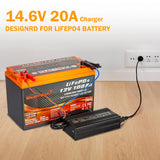 Enjoybot 14,6V 20A LiFePO4-Lithium-Batterieladegerät mit Krokodilklemmen